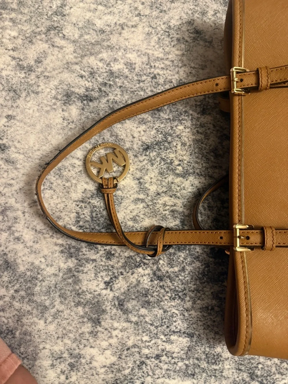 Michael Kors Cognac Saffiano Leather Tote with Front Pocket - Picture 8 of 16